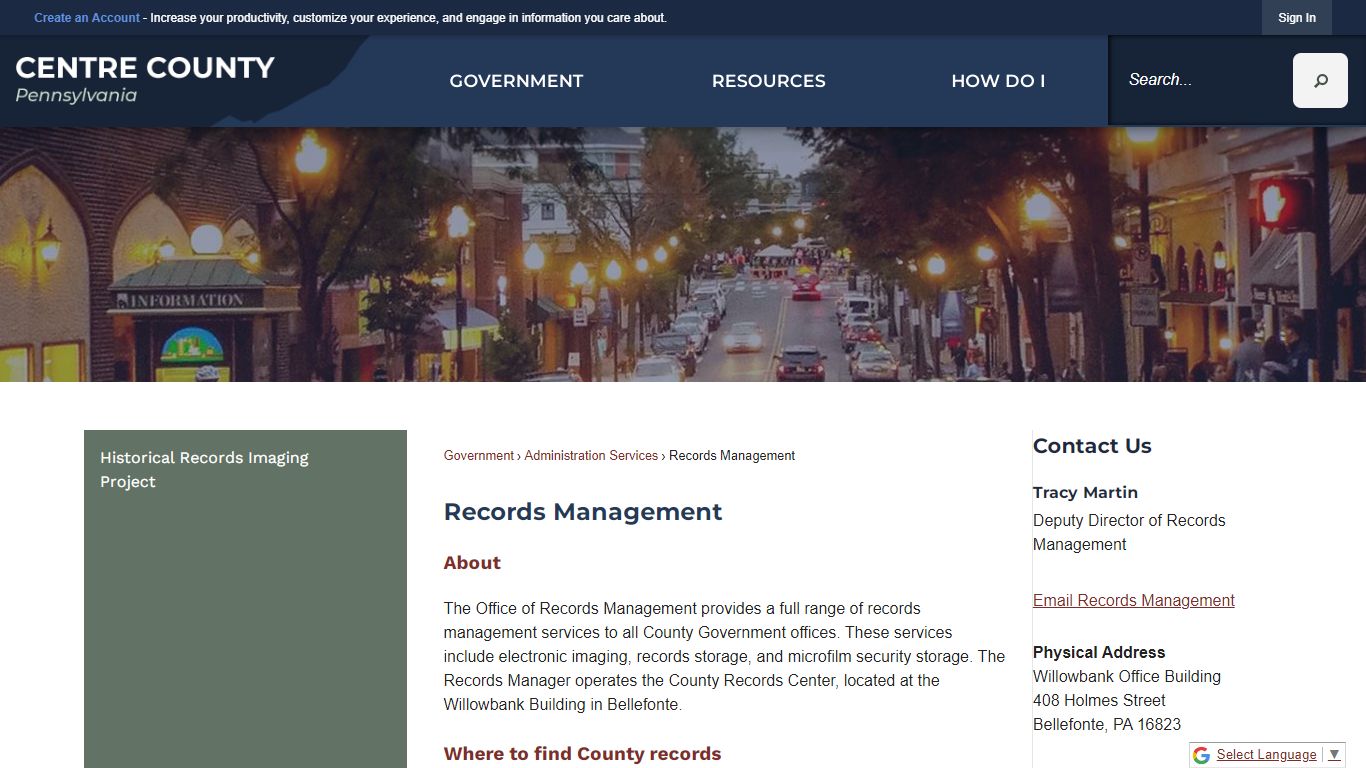 Records Management | Centre County, PA - Official Website