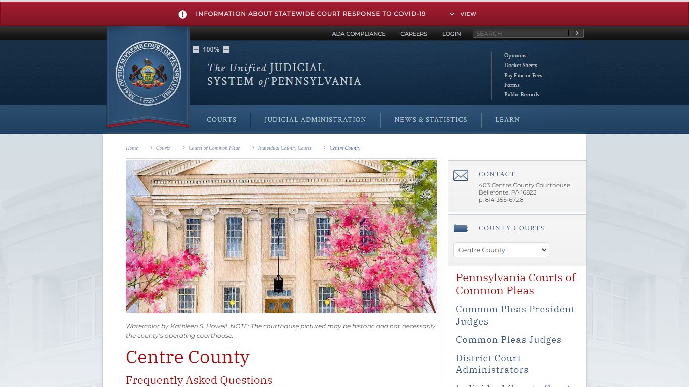 Centre County | Individual County Courts | Courts of Common Pleas ...
