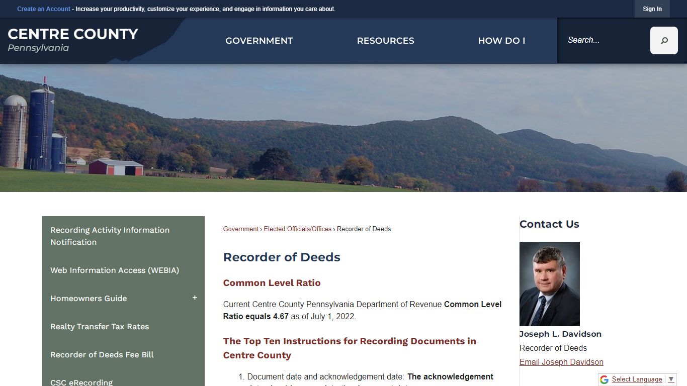 Recorder of Deeds | Centre County, PA - Official Website